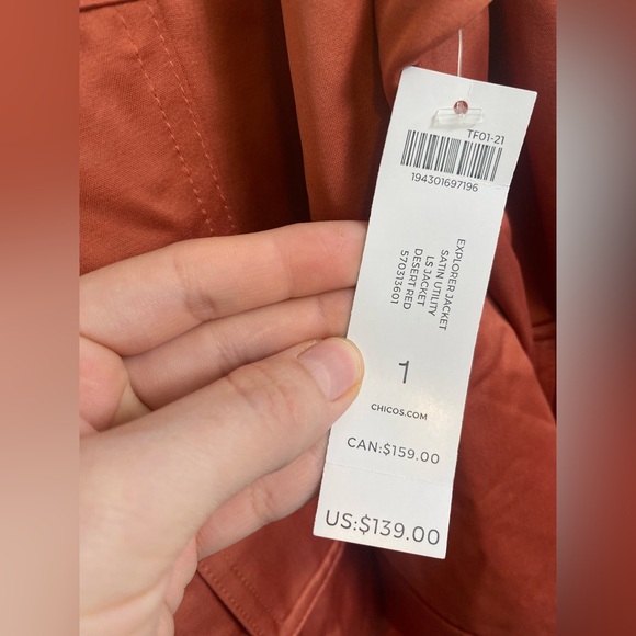 Chico's Desert Red Satin Utility Jacket - Picture 7 of 7